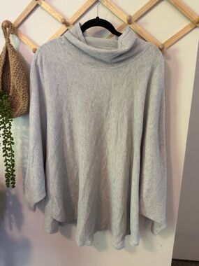 Pure Jill Poncho Sweater M/L Petite Heather Gray